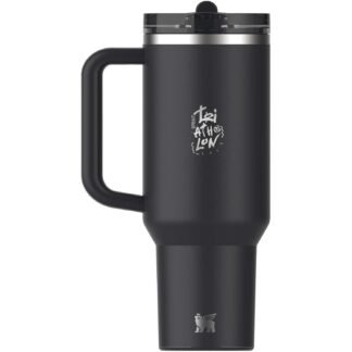 Stanley Quencher® ProTour 1180 ml Thermobecher aus recyceltem Edelstahl mit Flip-Strohhalm & Logo-Gravur – Schwarz